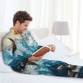 thumbnail image 6 of Naloa Iceberg Bald Eagle Men’s Pajamas Set - Long Sleeve Button Down Sleep Shirt and Pajama Bottoms Sleepwear Set-Medium, 6 of 7