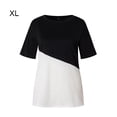 thumbnail image 2 of T-shirt Femme à Manches Courtes Color Block, Col Rond, Noir, TG, 2 of 7
