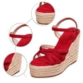 thumbnail image 5 of IWRICH Women's Espadrilles Wedge Platform Sandals Braided Ankle Strap Open Toe Heels Beach Sandals Summer Shoes Brown 7, 5 of 9