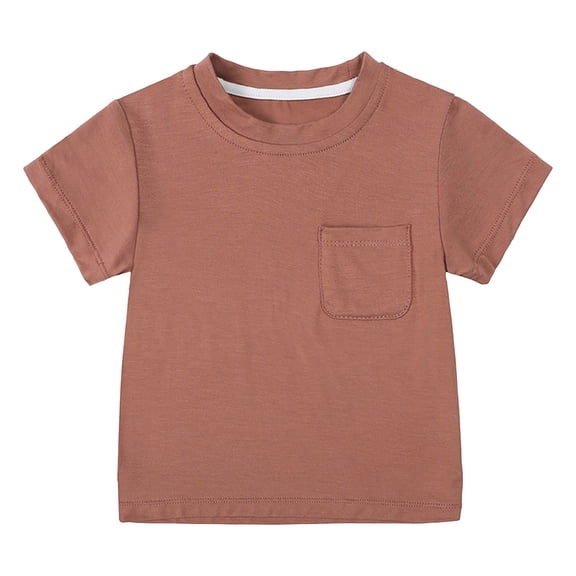 Hessimy Boys Oversized T Shirts Kids Casual Crewneck Drop Shoulder Summer Basic Tees Tops(Brick Red,6-9 Months)