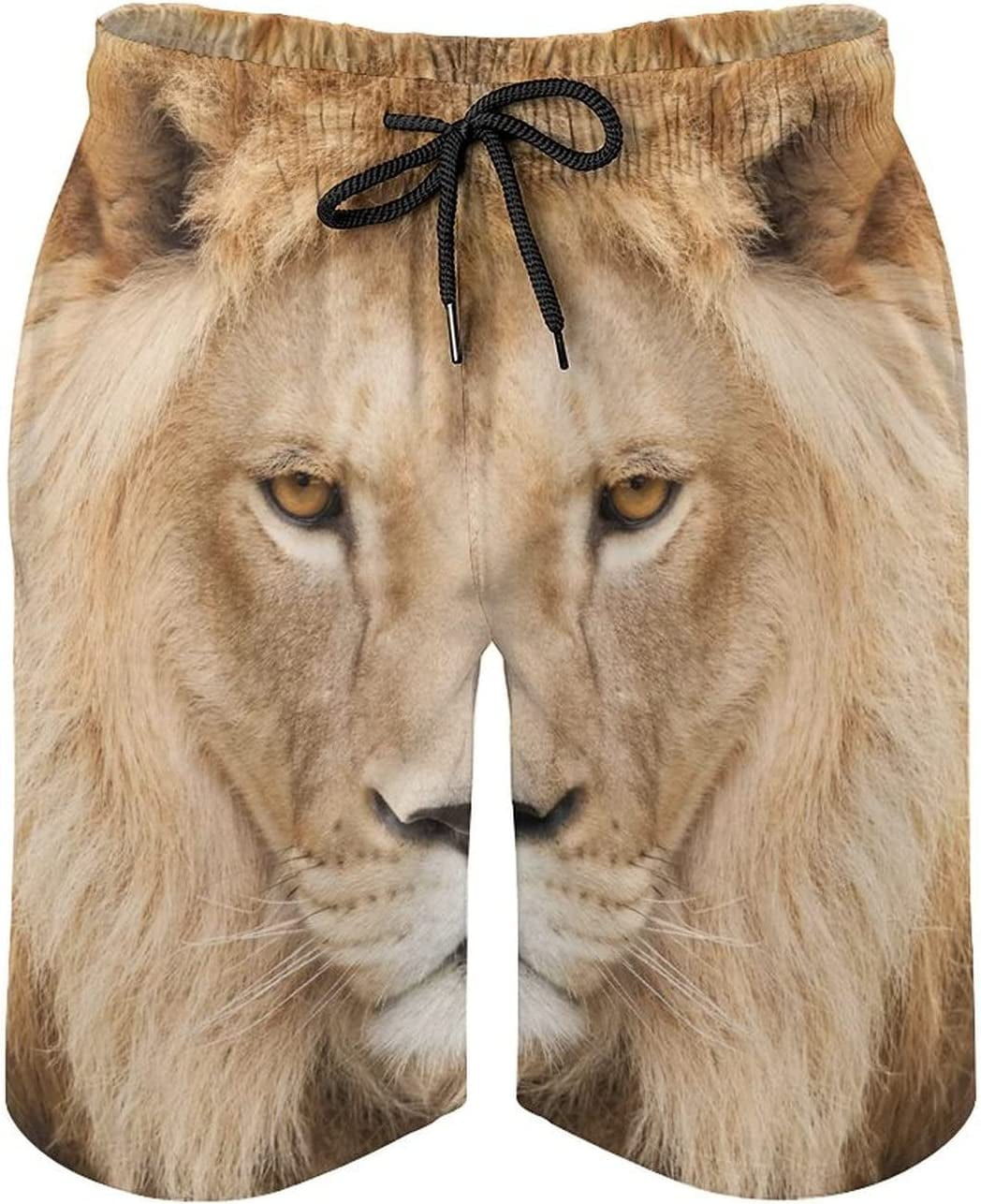 Men's Portrait of A Majestic Lion Swim Trunks Quick Dry Beach Pants