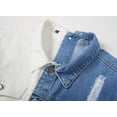 thumbnail image 3 of LZLER Jean Jackets for Men Ripped Color Block Denim Jacket, 3 of 6