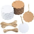 thumbnail image 1 of 200 Pcs Scalloped Tags with String, White and Kraft Small Paper Blank Hang Tags, Personalized Brown Gift Labels with Hole for DIY Craft Handmade, Gift Wrapping(2.36"/6cm), 1 of 5