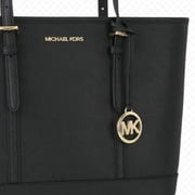 Michael Kors Jet Set Travel Saffiano Leather Small Top zip Shoulder Tote - Black