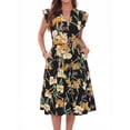 thumbnail image 3 of MOYIKO Summer Dresses for Women Ruffle Sleeve V Neck Midi Dresses Fashion Casual Flowy Beach Vacation Sundress with Pockets, 3 of 7