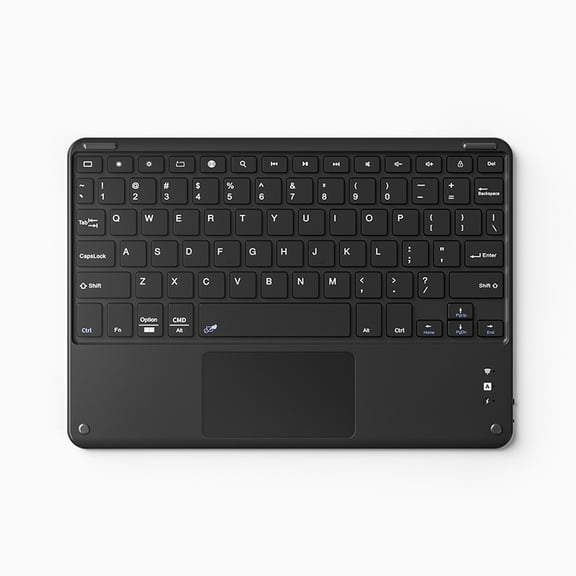 10 Inch Rechargeable Wireless Bluetooth Touchpad Keyboard - Thin & Portable, Compatible with iPad, iOS, Android, Windows, Long Battery Life Black