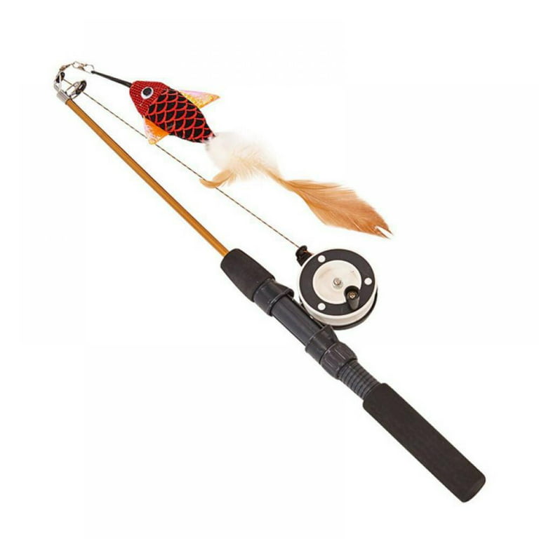 Interactive Cat Feather Teaser Wand Toy Telescopic Cat Fishing