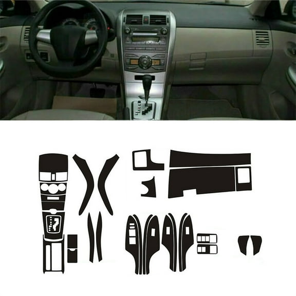 Furulu Carbon Fiber Look Sticker Car Center Console Trim For Toyota Corolla 2007-2013