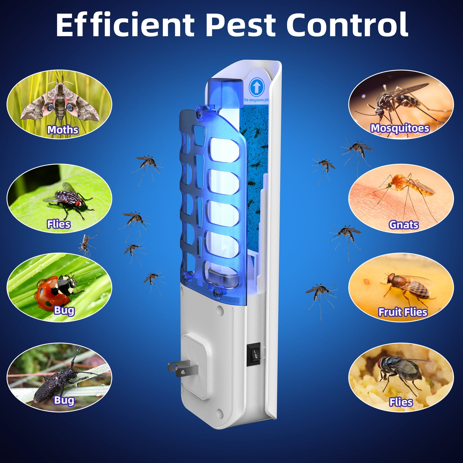 Onemayship Plug-in Mosquito Killer Lamp Indoor Bug Trap Blue Light Insect Zapper Safe for Pets&Kids - Home Professional Flying Insect Catcher