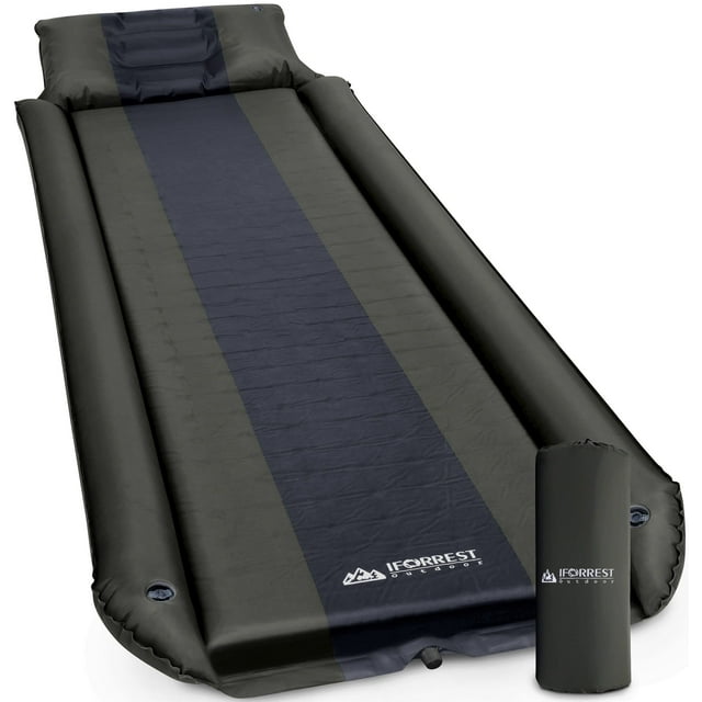IFORREST Camping Pad w/Pillow & Armrest - Self-Inflating, Rollover Protection, Ultra-Comfortable, Lightweight for Tent, Cot, Backpacking(XL)