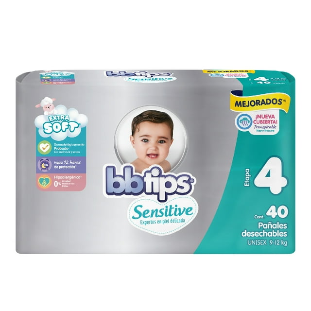 Pañales Bbtips Sensitive talla 4 grande unisex 40 piezas