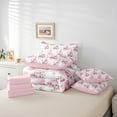 thumbnail image 5 of Erosebridal Princess Castle Bed in a Bag Queen Size,Cute Cherry Heart Bed Set,Pink Bowknot Bedding Queen Size,Super Cozy Room Decoration Reversible,7pcs, 5 of 6
