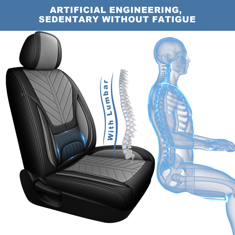 HQBQBUG Front Car Seat Covers for Ford Flex 2011-2019:Breathable Waterproof  Leather Seat Covers Cushion Compatible Airbag(Grey,2 Seats)