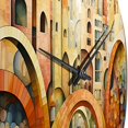 thumbnail image 5 of Designart "Orange Bridge Dynamic Archways Painting I" Pointillism Oversized Wall Clock, 5 of 5