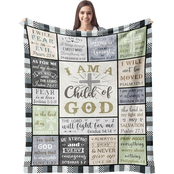 Christian Gifts for Women Blanket 60"x50" - I Am a Child of God Blankets - Inspirational Religious Birthday Gifts - Baptism Confirmation Gifts for Girls - Catholic Spiritual Gifts for Women