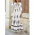 thumbnail image 4 of PRETTYGARDEN Women's Fall Wedding Guest Dresses Boho Floral Long Sleeve V Neck Flowy Elegant Maxi Dress Beach Clothes, 4 of 7