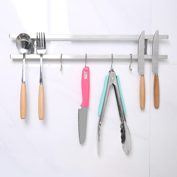 Soporte Magnético Para Cuchillos De Acero Inoxidable, Estante De Almacenamiento De Utensilios De Doble Barra, Ganchos Magnéticos Fuertes Para Cocina, Organización De Montaje En