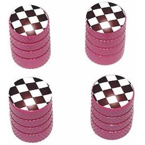 Racing Tire Rim Wheel Valve Stem Caps Checkered Flag Aluminum