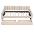 thumbnail image 2 of Twin Size Daybed with 2 Storage Drawers, Modern Sofa Platform Bed with Wood Slats Support , Soft Sofa Upholstered Daybed with Arm for Living Room, Bedroom and Dorm, Beige, 2 of 9