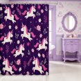 thumbnail image 2 of Manfei Kawaii Floral Unicorn Shower Curtain 72Wx72L,Dreamy Princess Animal Bathroom Curtain, 2 of 6