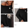 thumbnail image 5 of Blusa con cuello redondo Poliéster Manga larga Color puro Mujer Top holgado con bolsillo, 5 of 5