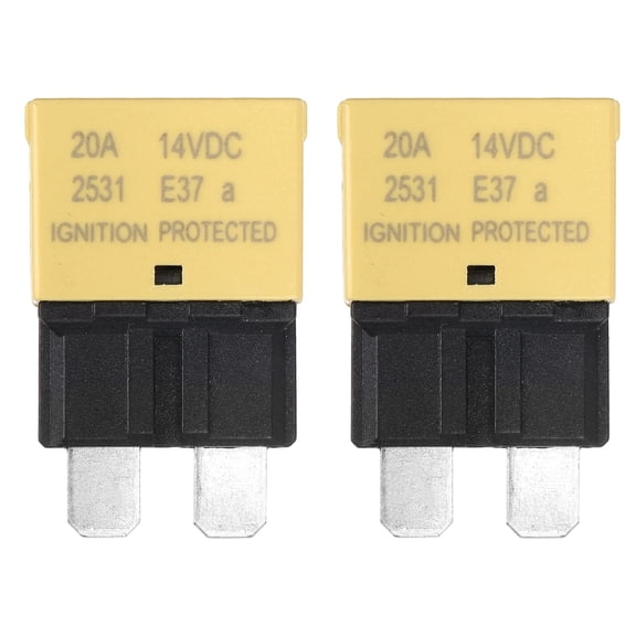 Automotive Resettable Fuse, 14V DC 20A E37 Low Profile ATC/ATO Automotive Blade Circuit Breaker Reset Fuses for Car, Truck, RV, SUV, Marine, Boat, Motorcycle, Pack of 2