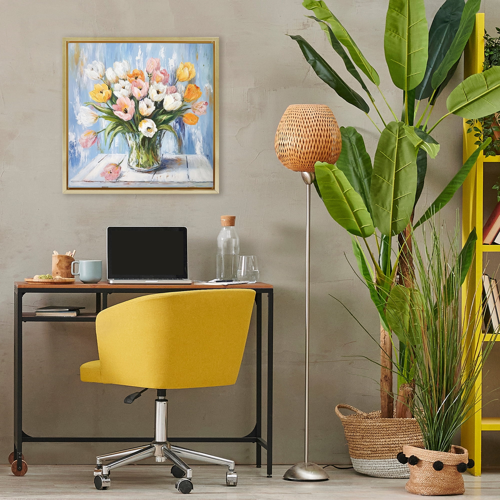 Stupell Industries Her Cottage Garden Tulips Gold Framed Floater Canvas Wall Art, design by Tina LeCour