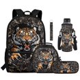 thumbnail image 2 of Yuyamidu Tiger Backpack for Boys 8-12, 17 Inch Kids School Backpack with Lunch Box, Pencil Case, Water Bottle Pouch and Keychain, Lightweight Large Capacity 5-Piece Back to School Set, 2 of 7