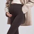 thumbnail image 5 of BRGZLK Maternity Flare Yoga Pants Spring Summer 2026 Elastic Waist Comfort Breathable Over The Belly Pregnancy Bell Bottom Leggings for Daily Brown L, 5 of 5
