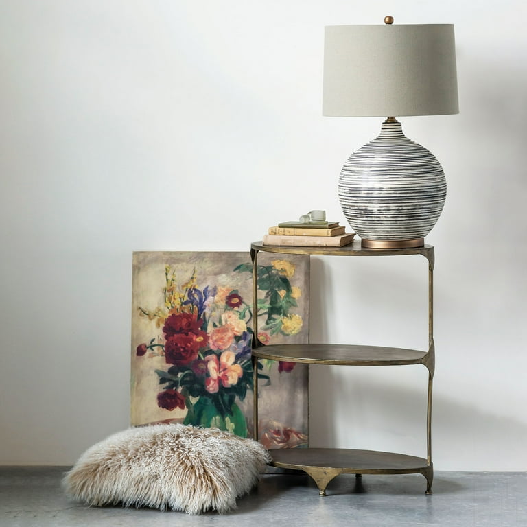 creative co-op ラック　インテリア Creative Co-Op Oval Shaped Metal 3-Tier Shelf, Antique Gold