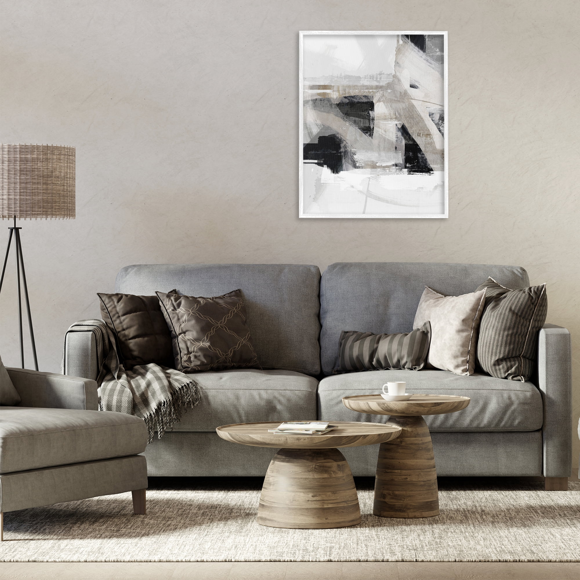 Stupell Industries Urban Industrial Complex Abstract Painting White Framed Art Print Wall Art, 24 x 30