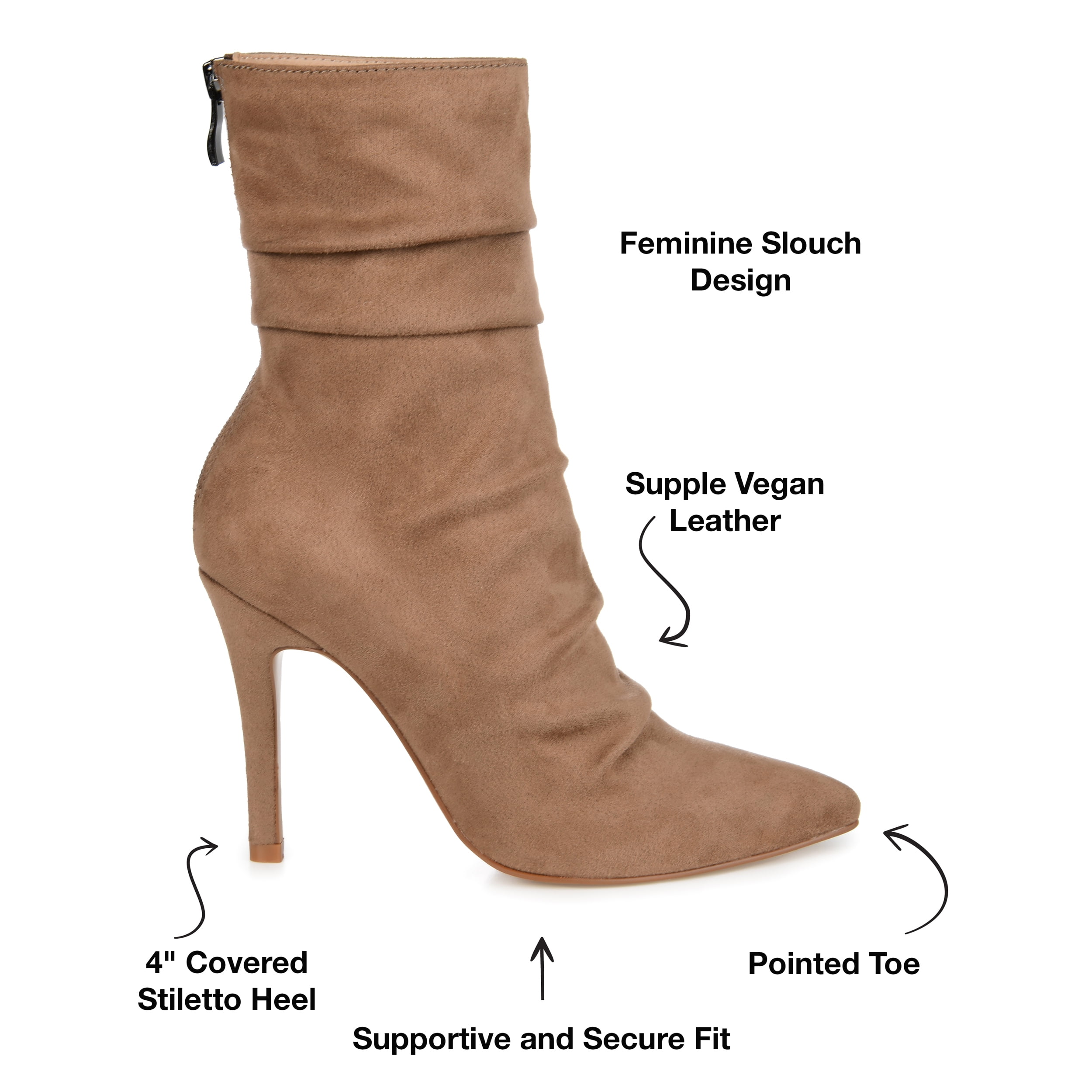 Journee Womens Markie Back Heel Zip Stiletto Booties, Widths Available
