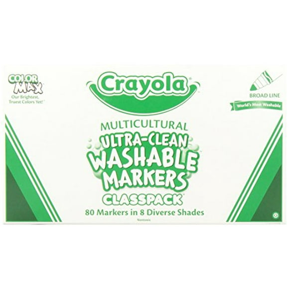 Crayola; Classpack; Ultra-Clean; Multicultural Broad Line Markers; Art Tools; 80 Markers In 8 Different Colors; Washable