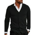 thumbnail image 3 of Men’s Button up Knit Cardigan Casual Long Sleeve V Neck Solid Color Sweater Knitted Outwear, Poly, 3 of 6