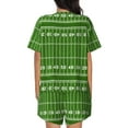 thumbnail image 6 of Uemuo American Football Field2 Pattern Women's Short-Sleeved Pajama, Button-Front Loungewear, 2-Piece Summer Sleepwear, Elastic Drawstring Shorts-Large, 6 of 7