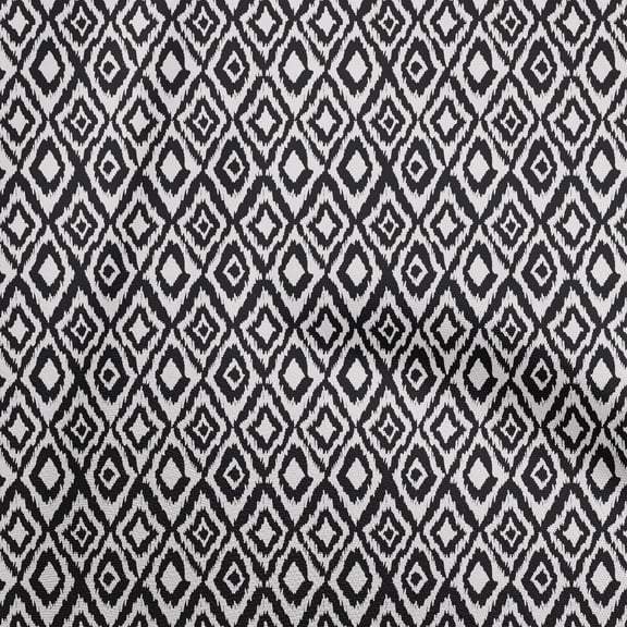 oneOone Polyester Spandex Black Fabric Asian Ikat Dress Material Fabric Print Fabric By The Yard 56 Inch Wide