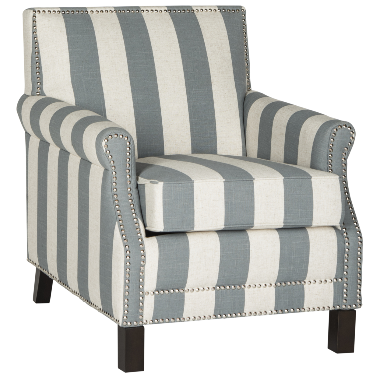 SAFAVIEH Easton Rustic Glam Upholstered Club Chair w/ Nailheads, Grey/White - image 2 of 5