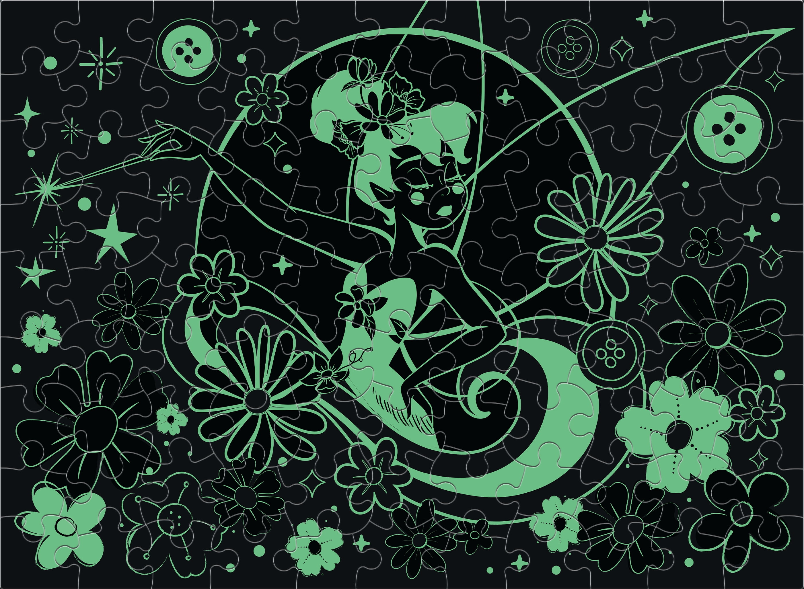 Ceaco Kids Entertainment Deluxe Tinkerbell Flower Magic Glow 100-Piece Interlocking Jigsaw Puzzle for Children Ages 6+