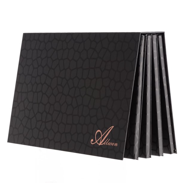Paleta magn�tica Allwon de 4 capas con forma de libro, grande, vac�a, para guardar sombras de ojos, l�piz labial, rubor y polvos (negra)