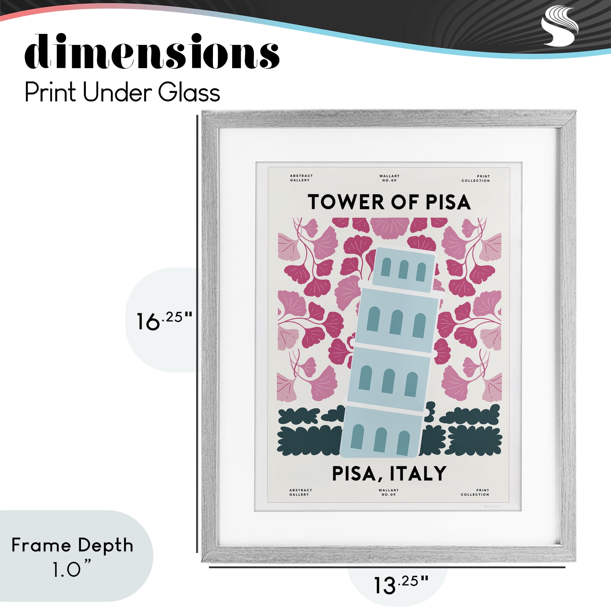 Stupell Industries Pastel Groovy Tower of Pisa Gray Framed Print Under Glass, design by Omar Escalante