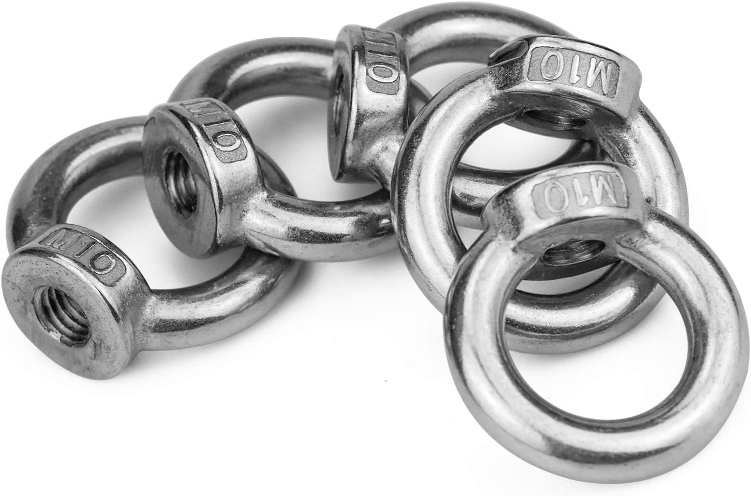 Pack of 10 Ring Nuts M10 Eye Nuts 304 Stainless Steel Threaded Eyelet