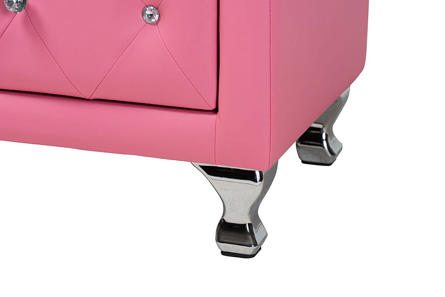Baxton Studio Canterbury Contemporary Glam Pink Faux Leather Upholstered Full Size 3-Piece Bedroom Set