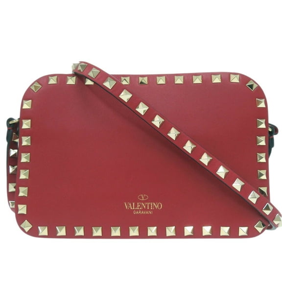 Pre-Owned Valentino Garavani Rockstud Crossbody Bag TV-P148BOL2 Shoulder Leather Red... (Good)