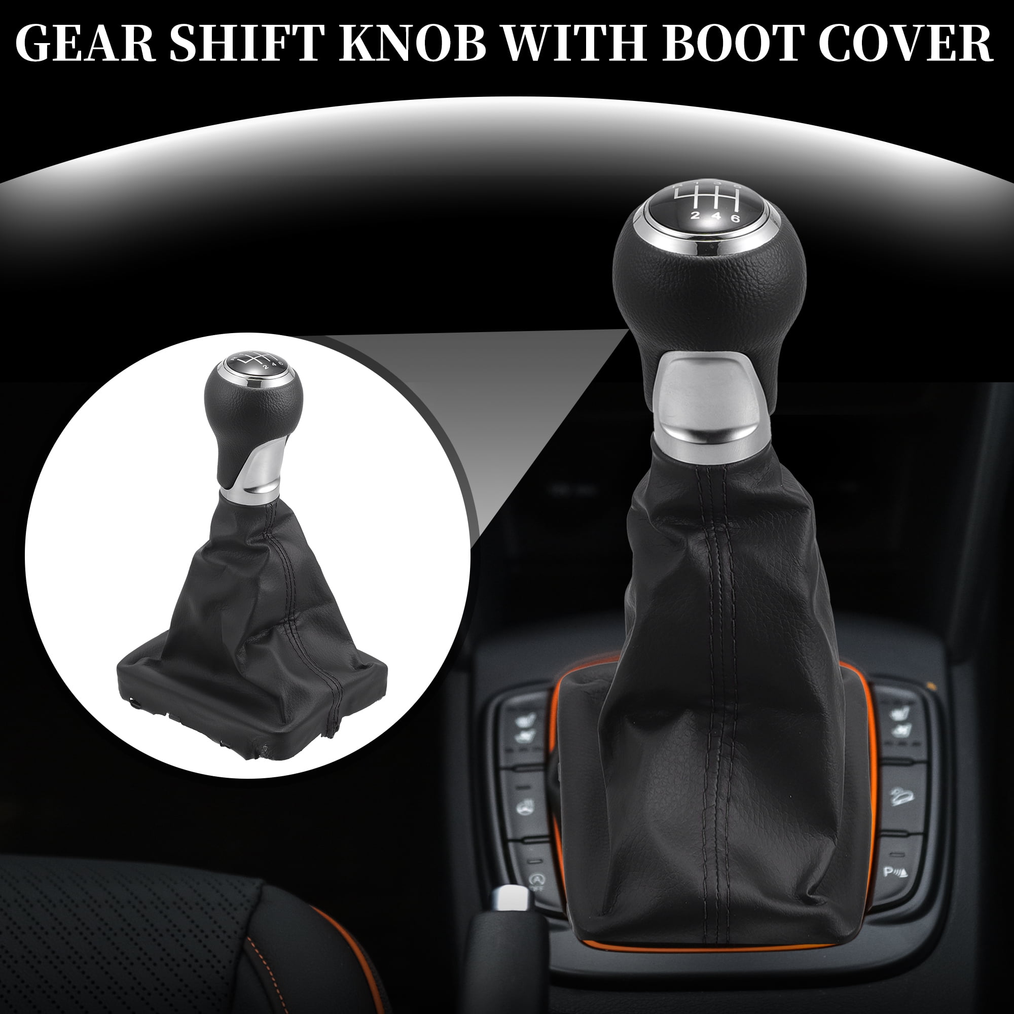 Unique Bargains 6 Speed Manual Gear Shift Knob with Dust Cover - Stick Shifter Knob - for Audi A6 C6 04-08 Faux Leather