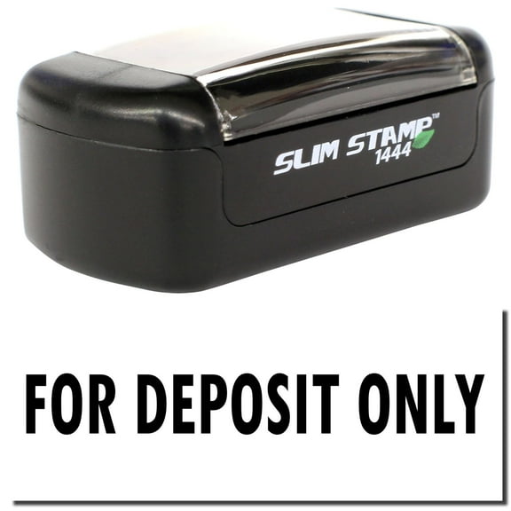 Slim Pre-Inked For Deposit Only Stamp, Slim 1444, Ultra Slim Design, Impression Size 1/2" by 1-3/4", Up to 25,000 Impressions - Black Ink
