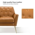 thumbnail image 4 of Vegan Leather Accent Chair Set of 2 Upholstered Armchair Gold Legs Button Tufted Lounge Sofa Chair Living Room Bedroom Camel, 4 of 7