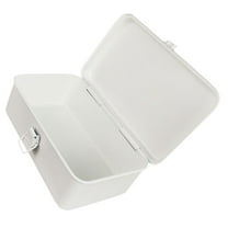 Clispeed Small Tool Box Empty Lockable Tool Box Metal White Organization for Home Use 1Pack