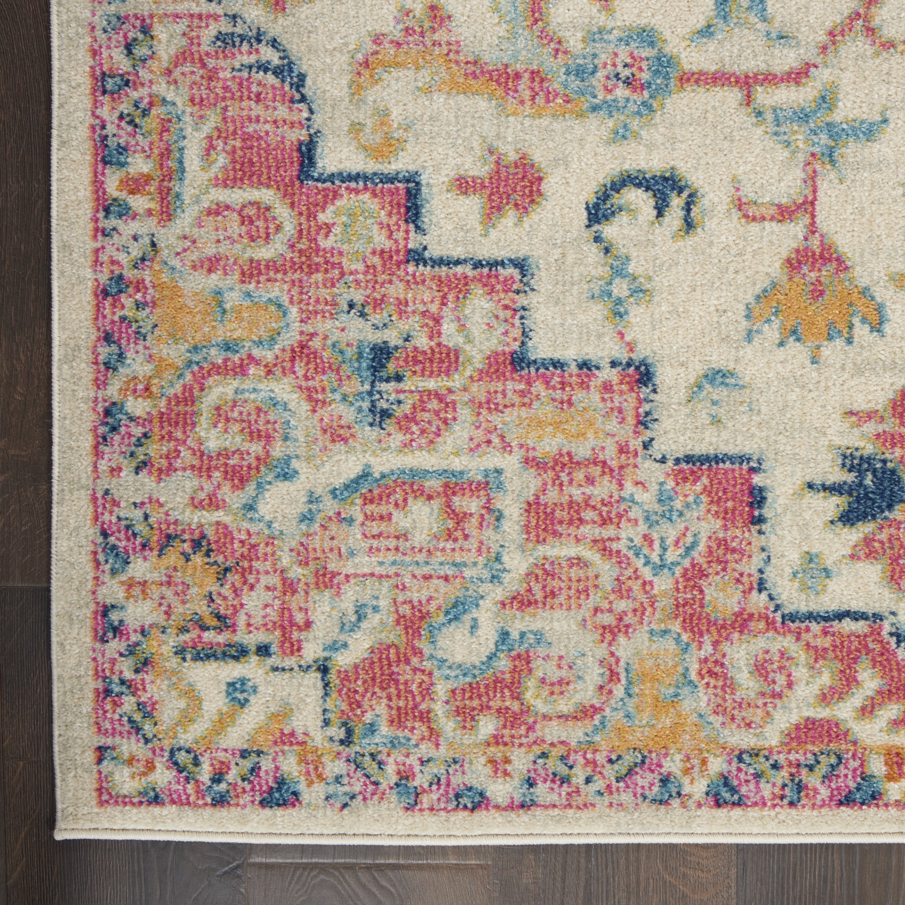 Nourison Passion Ivory/Pink 9' x 12' Area Rug, Transitional, Boho, Bed Room, Living Room, Dining Room, Kitchen, , Easy Cleaning, Non Shedding (9' x 12')