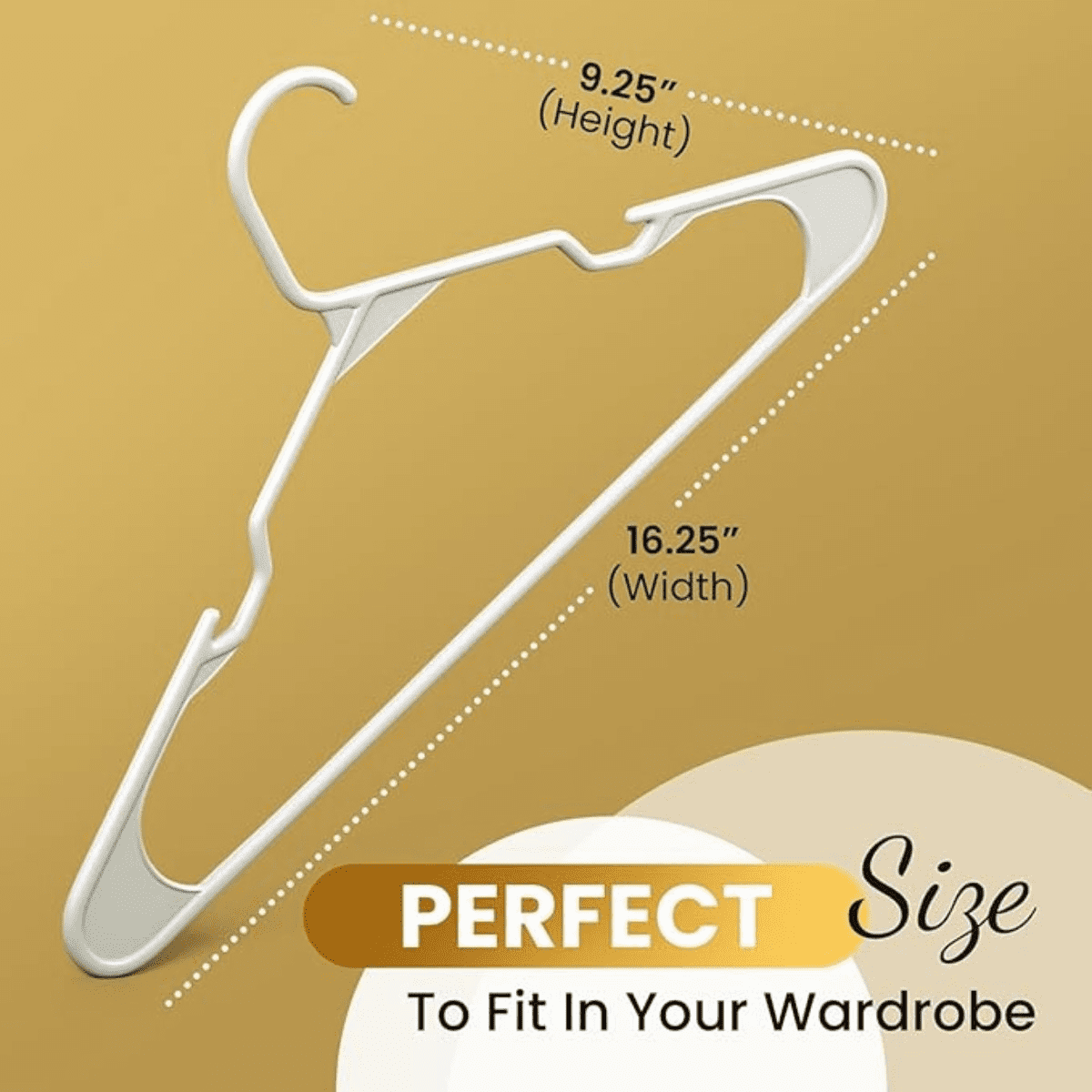100 Pack Adult Plastic Hanger for Shirt Pants Coats Dresses Skirts Suits Jackets - Standard Thick Coat Hanger - Sturdy & Durable Design with Shoulder Grooves Hook - White