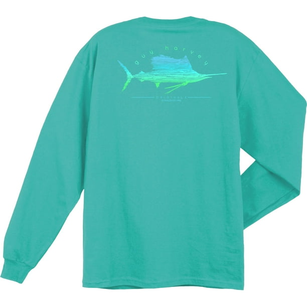 Guy Harvey Guy Harvey Sailfish Scribble Long Sleeve Shirt Marine XXL